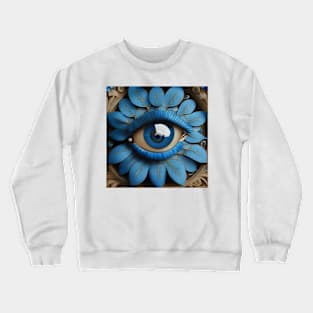 [AI Art] Eye Of Forget-Me-Not, Art Deco Style Crewneck Sweatshirt